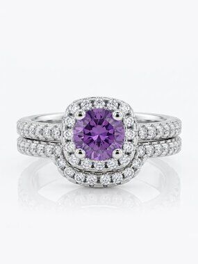Purple Amethyst ring set, 925 Sterling Silver  Charmed Aroma